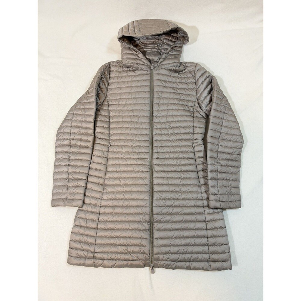 Save The Duck Packable Beige Puffer Jacket Women’s 1/Small Hooded Long Insulated